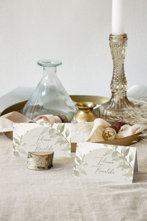 Winietki ślubne na stół White Ruscus