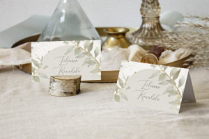 Winietki ślubne na stół White Ruscus