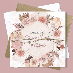 Zaproszenie na Chrzest Święty - KREATOR - Boho Flowers