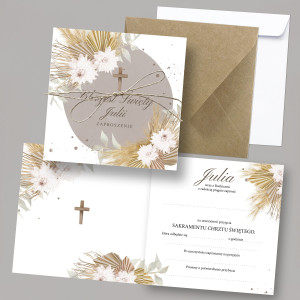 Zaproszenie na Chrzest Święty - KREATOR - Pampas Flowers