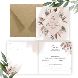 Zaproszenia na Chrzest Święty Boho Flowers 24H