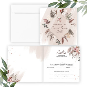 Zaproszenia na Chrzest Święty Boho Flowers 24H
