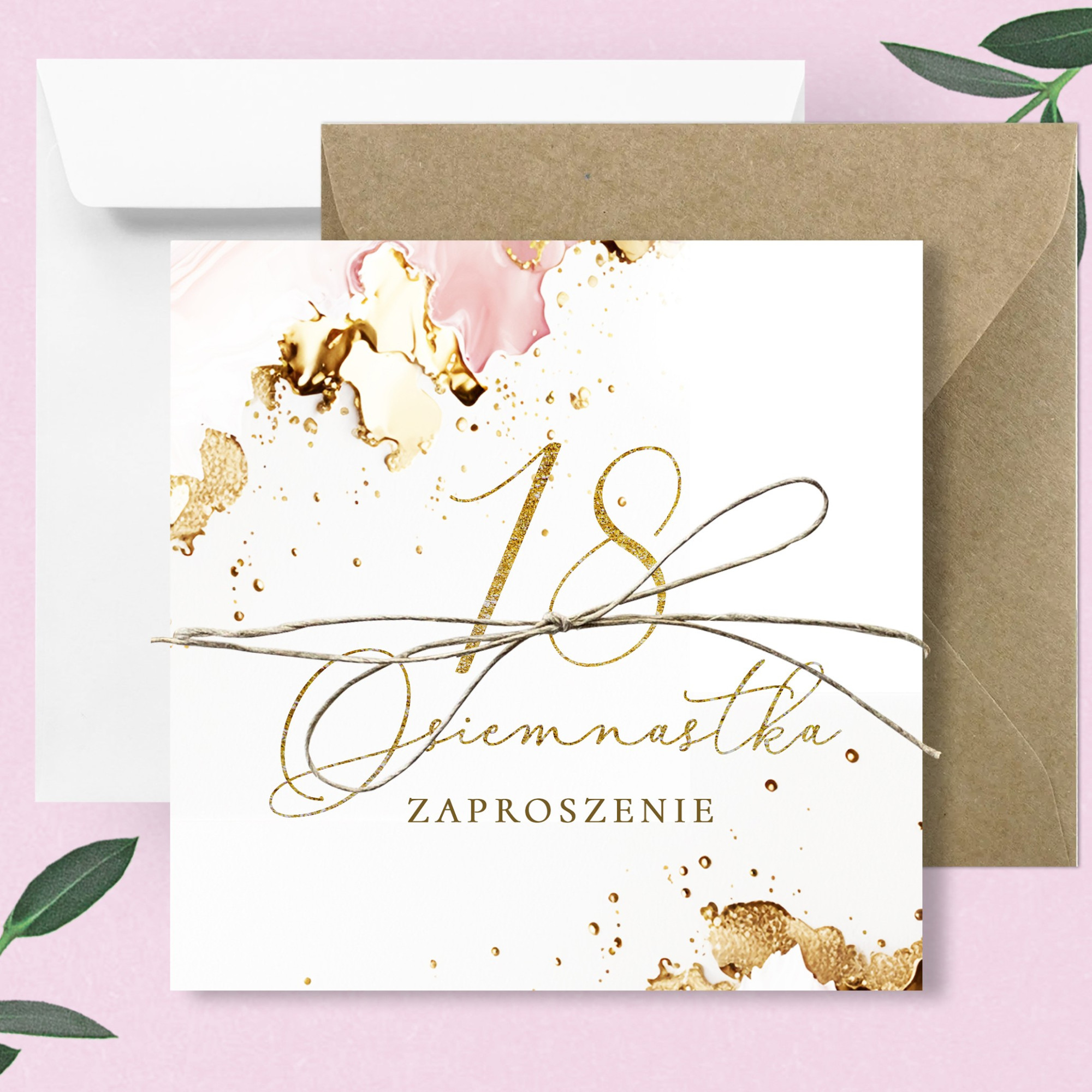 Zaproszenia 24h Urodzinowe Gold Sparkle 18 20 30 40 50 60 70 80 90 100 Urodziny
