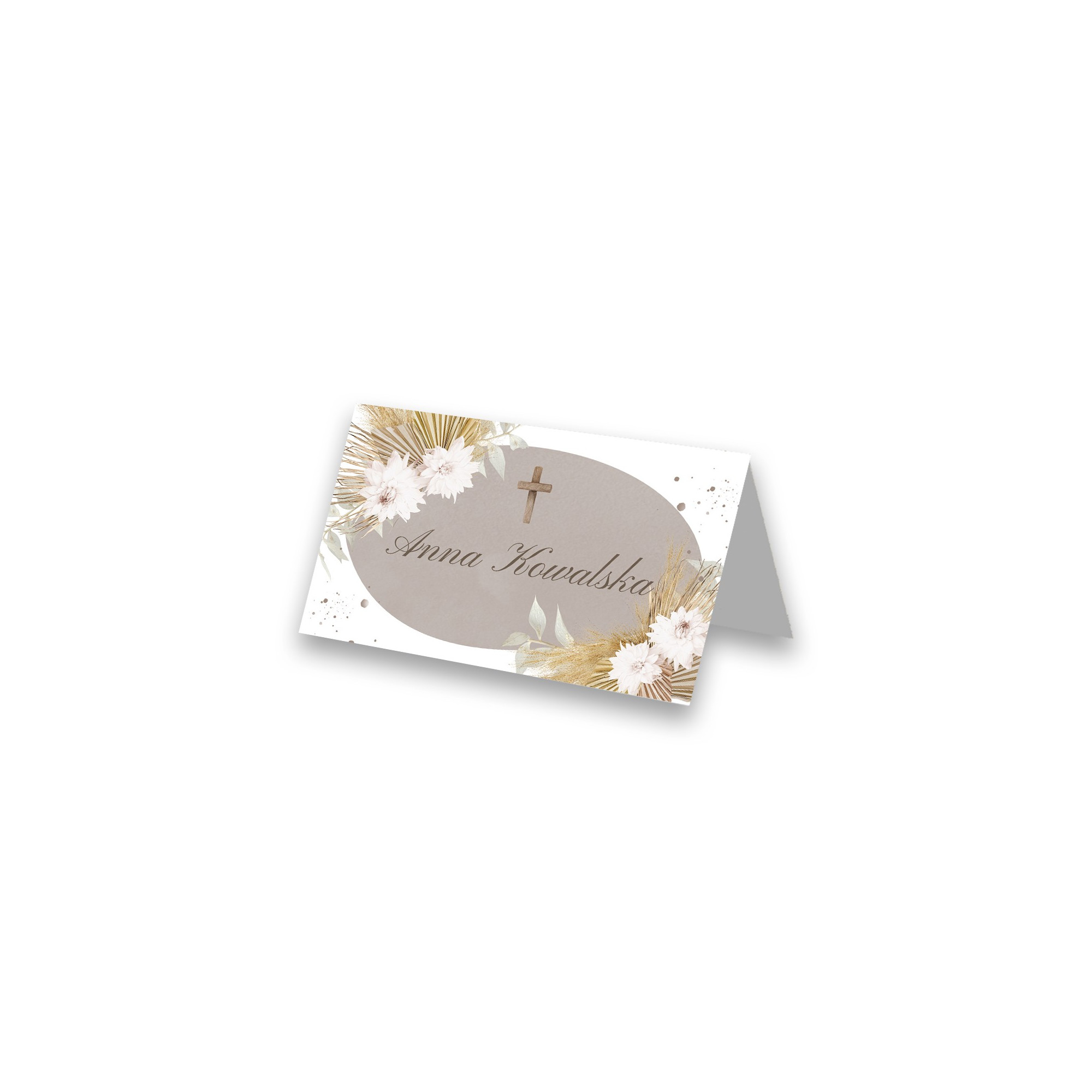 Winietki na Chrzest Święty Pampas Flowers Realizacja w 24h