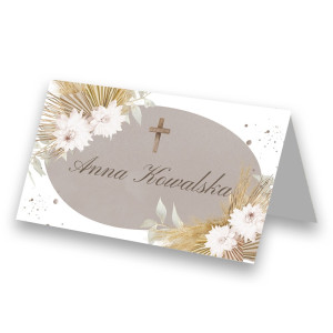 Winietki na Chrzest Święty Pampas Flowers Realizacja w 24h