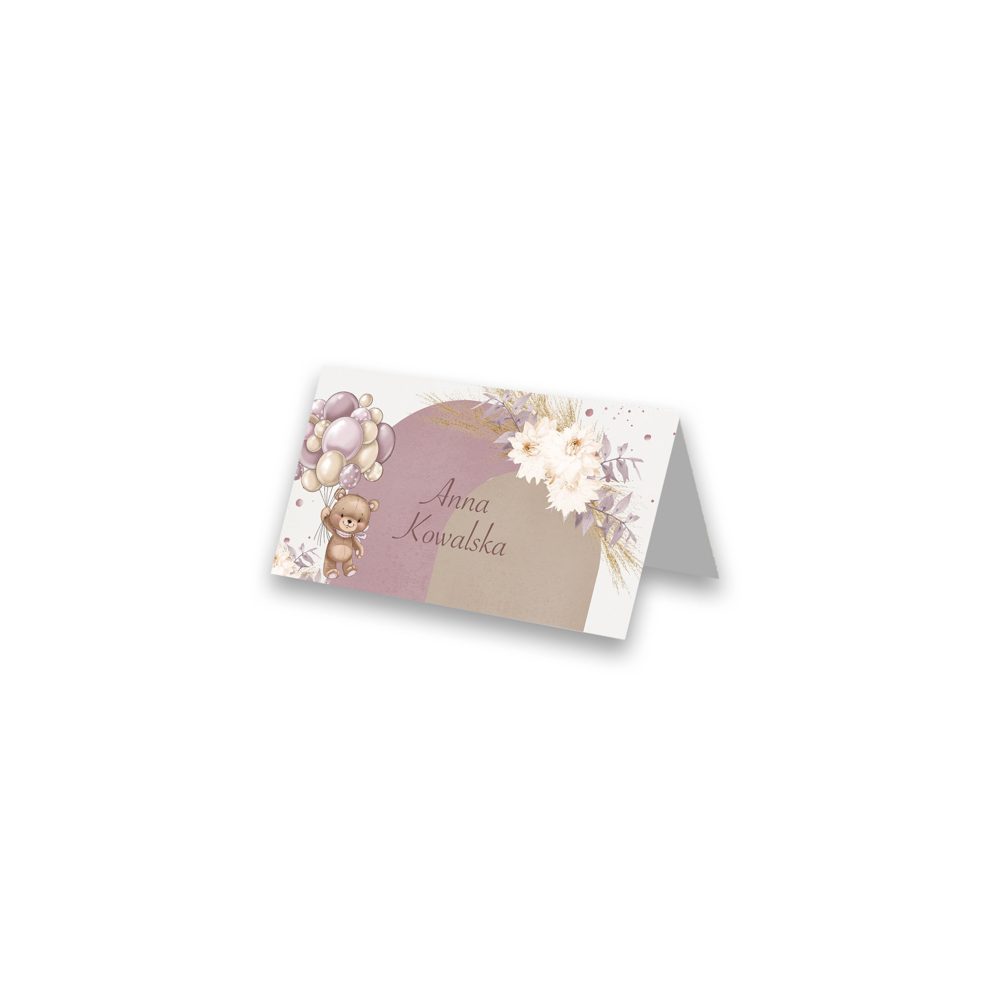 Winietki na Chrzest Święty Teddy Bear Pink Realizacja w 24h
