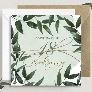 Zaproszenia 24h Urodzinowe Green Lush 18 20 30 40 50 60 70 80 90 100 Urodziny