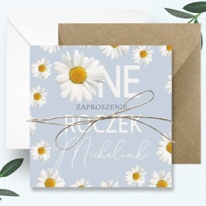 Zaproszenia Daisy Blue 24h na Pierwsze Urodziny Roczek Dziecka