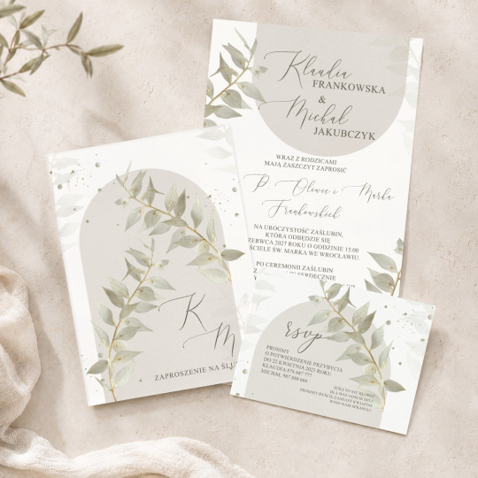 Zaproszenie ślubne z RSVP White Ruscus