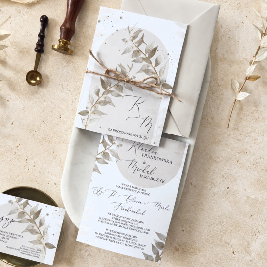 Zaproszenie ślubne z RSVP White Ruscus