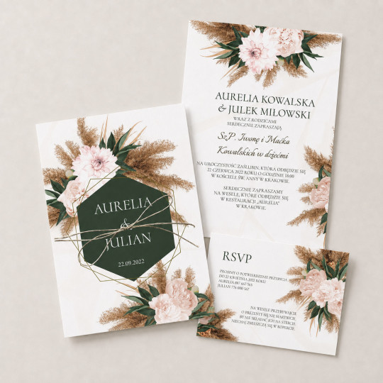Zaproszenie ślubne z RSVP Pampas Boho