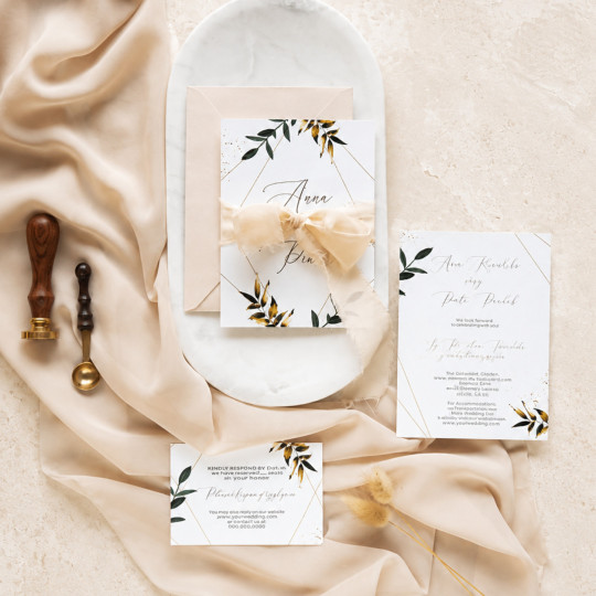 Zaproszenie ślubne z RSVP Gold Lush