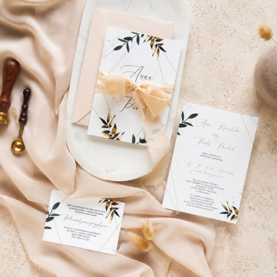 Zaproszenie ślubne z RSVP Gold Lush