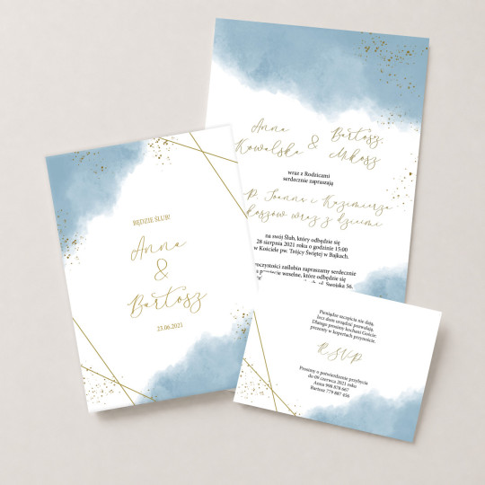 Zaproszenie ślubne z RSVP Dusty Blue
