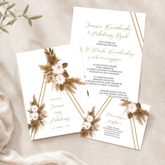 Zaproszenie ślubne z RSVP Pampas Frame
