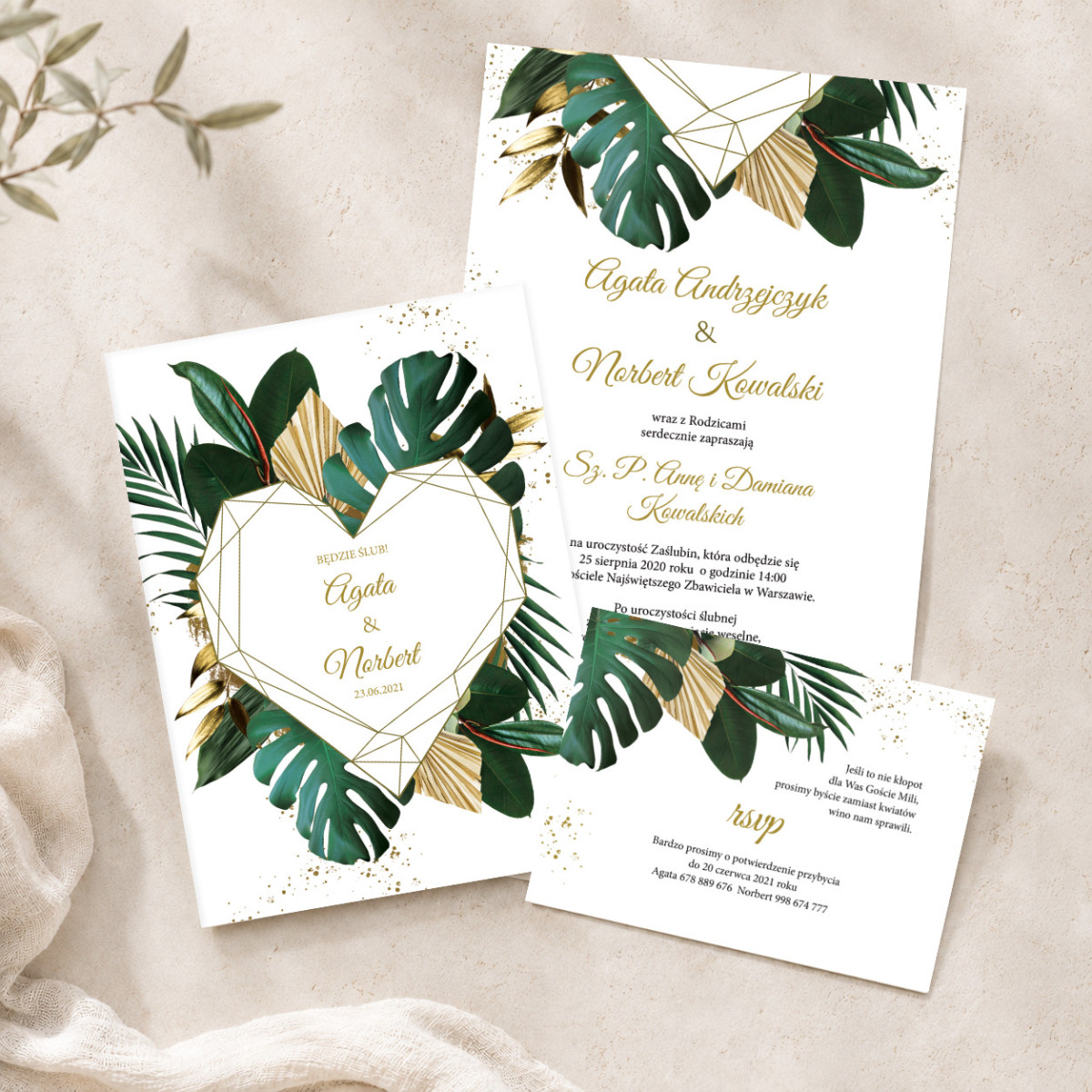 Zaproszenie ślubne z RSVP Tropical Heart