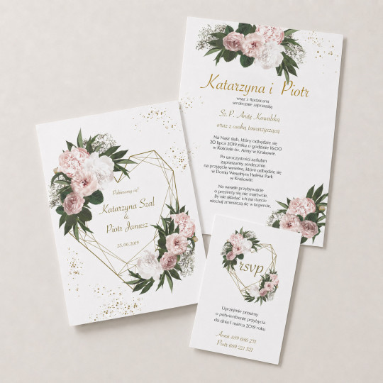 Zaproszenie ślubne z RSVP Floral Heart