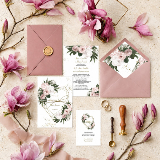 Zaproszenie ślubne z RSVP Floral Heart