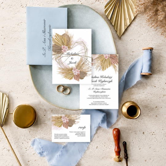 Zaproszenie ślubne z RSVP Bohemian Pampas