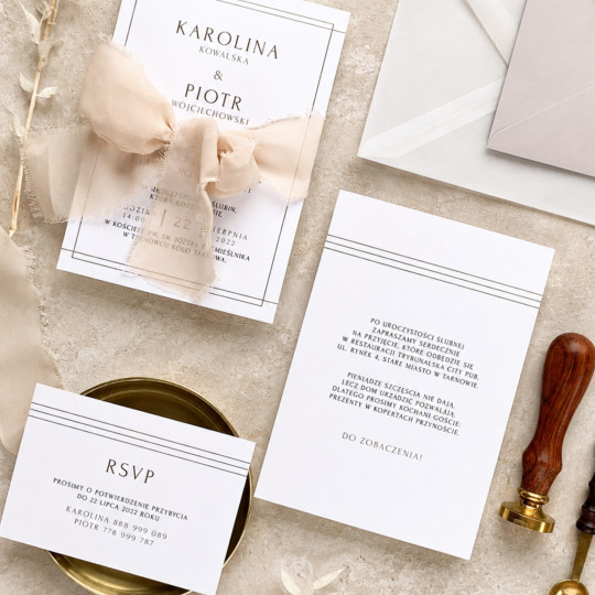 Zaproszenie ślubne z RSVP Minimal Gold