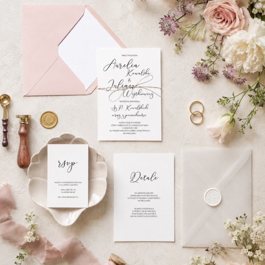 Zaproszenie ślubne z RSVP Romantic Caligraphy