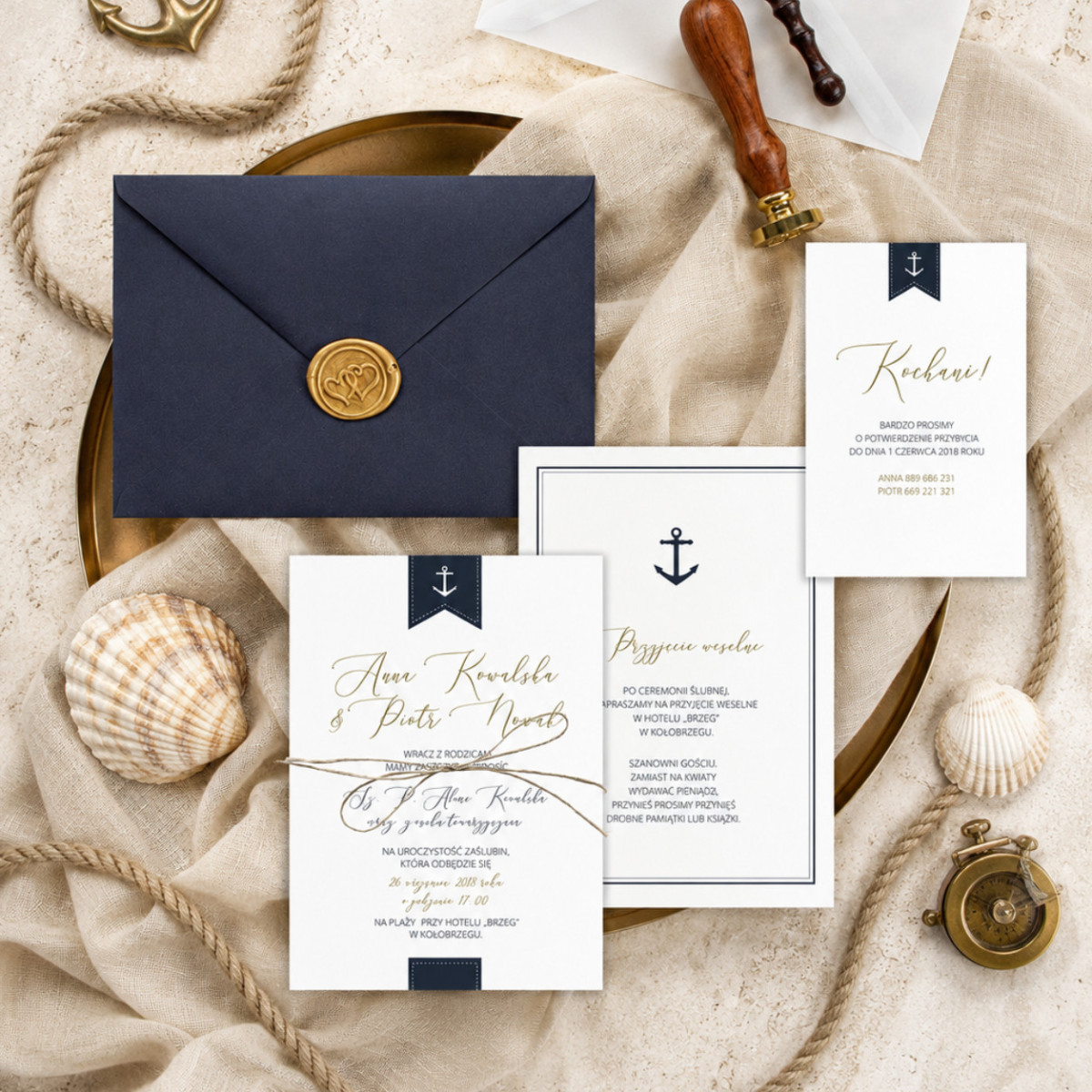 Zaproszenie ślubne z RSVP Marine Anchor