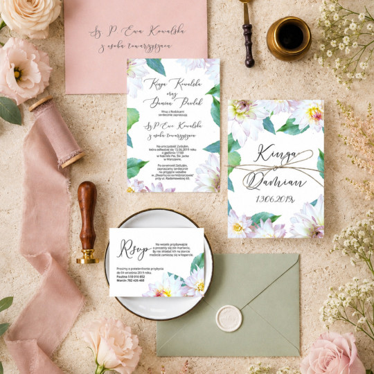 Zaproszenie ślubne z RSVP Pastel Dalia