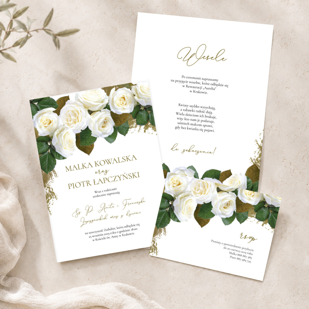Zaproszenie ślubne z RSVP Elegant Rose