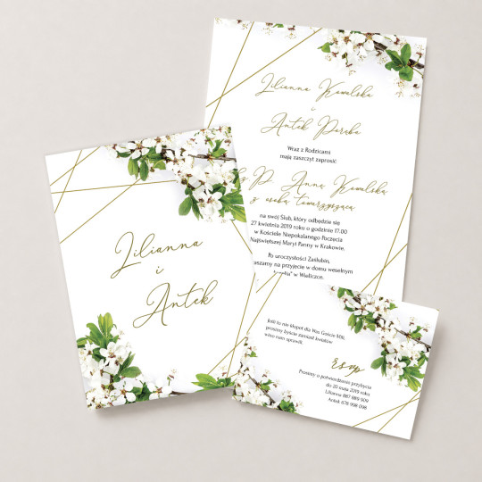 Zaproszenie ślubne z RSVP White Blossom