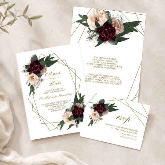 Zaproszenie ślubne z RSVP Floral Marsala