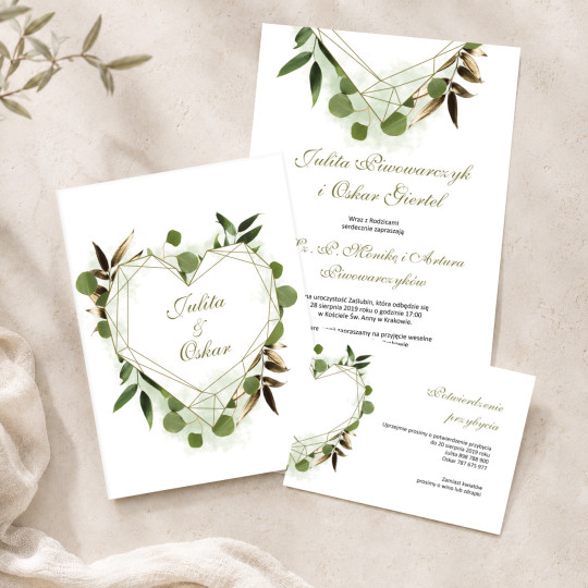 Zaproszenie ślubne z RSVP Greenery Heart