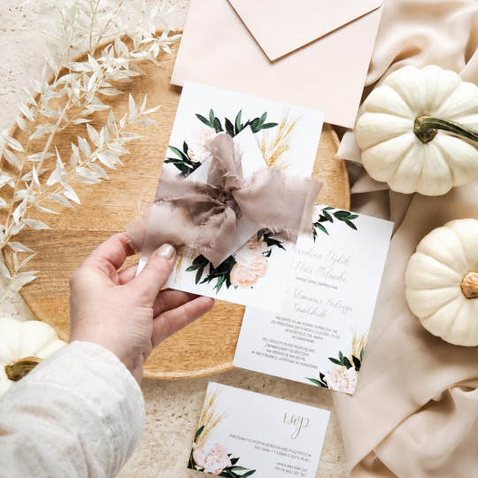 Zaproszenie ślubne z RSVP Floral Pampas Grass