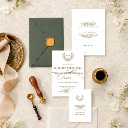 Zaproszenie ślubne z RSVP Gold Nature