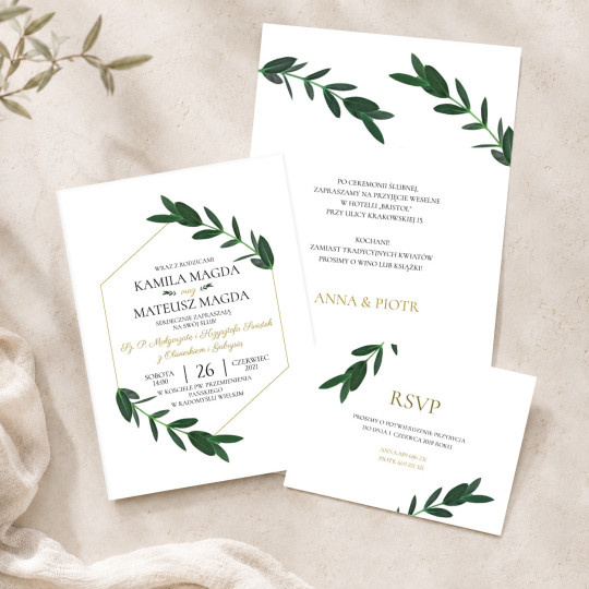 Zaproszenie ślubne z RSVP Greenery