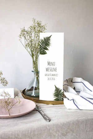Menu weselne składane wolnostojące Paproć