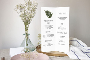Menu weselne składane wolnostojące Paproć