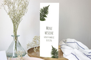Menu weselne składane wolnostojące Paproć