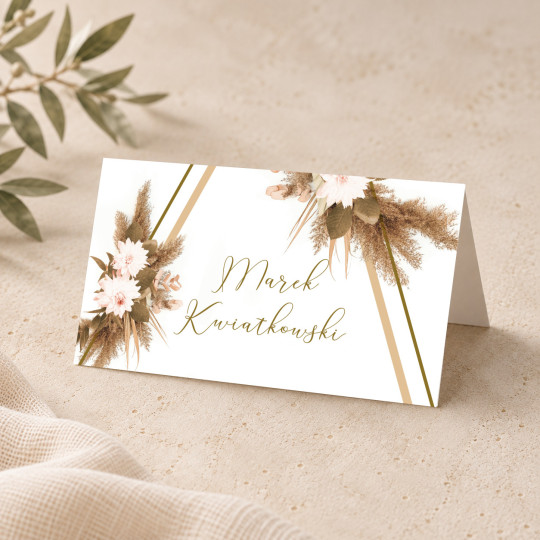 Winietki ślubne na stół Pampas Frame