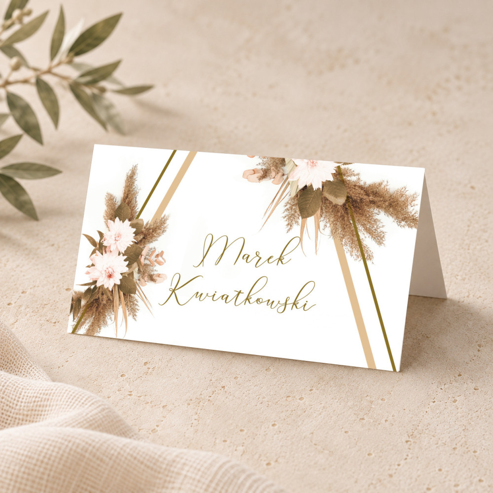 Winietki ślubne na stół Pampas Frame