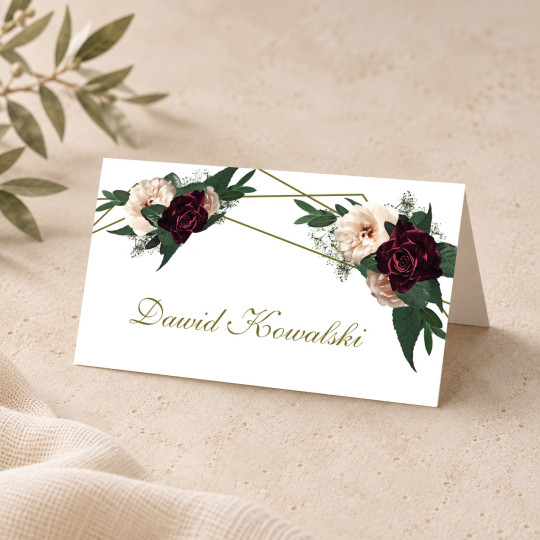 Winietki ślubne na stół Floral Marsala