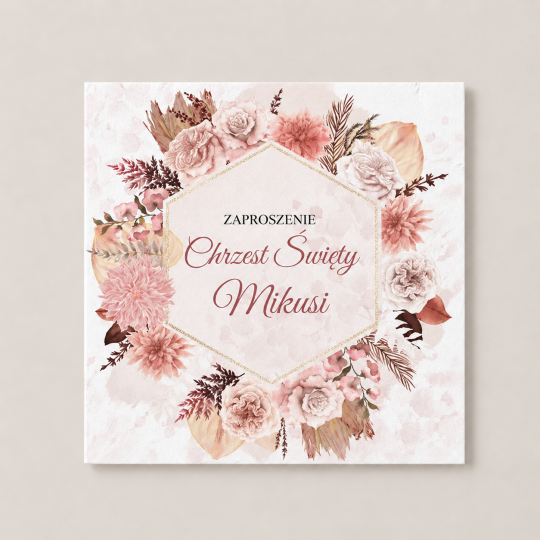 Zaproszenie na Chrzest Święty - KREATOR - Boho Flowers