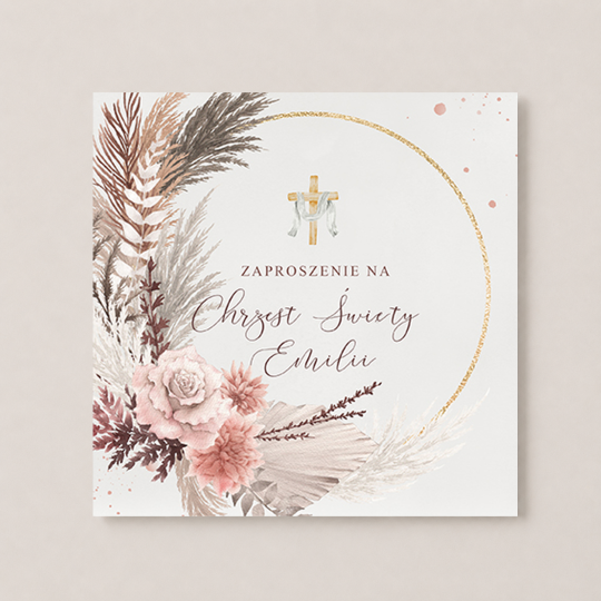 Zaproszenie na Chrzest Święty - KREATOR - Boho Wreath