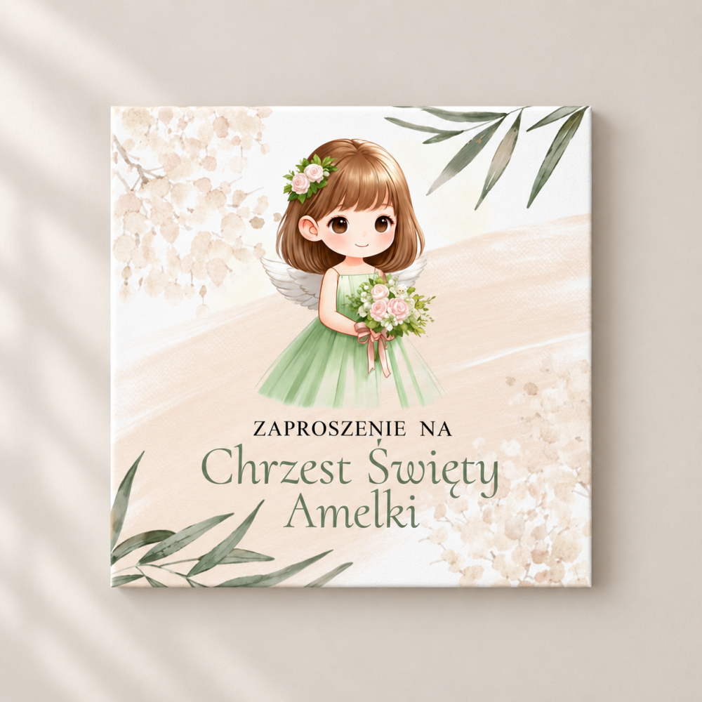Zaproszenie na Chrzest Święty - KREATOR - Green Girl