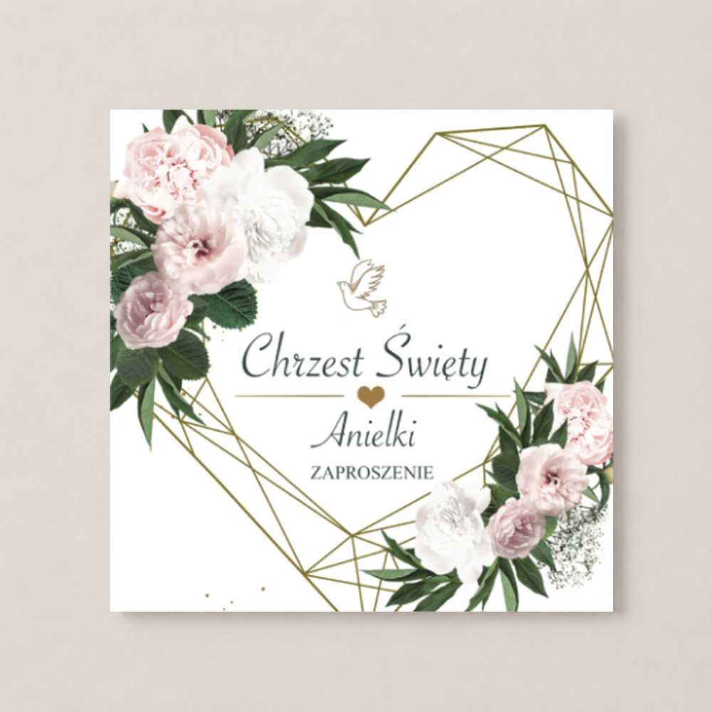 Zaproszenie na Chrzest Święty - KREATOR - Floral Heart