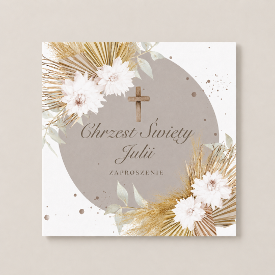 Zaproszenie na Chrzest Święty - KREATOR - Pampas Flowers