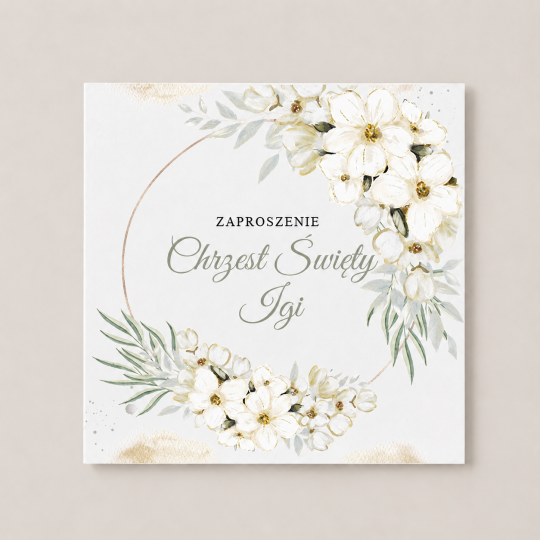 Zaproszenie na Chrzest Święty - KREATOR - White Flowers