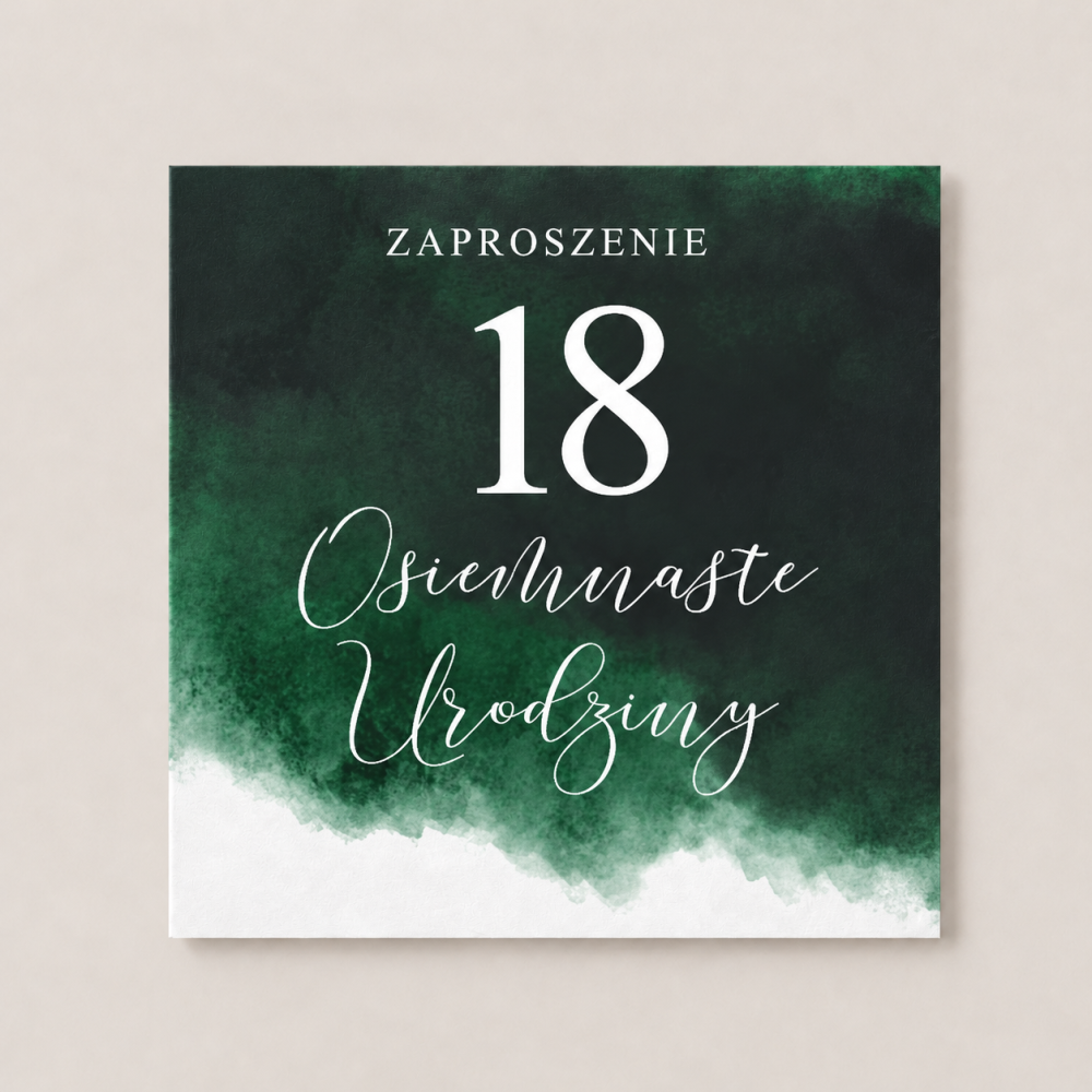 Zaproszenie z KREATOREM Szmaragd na 18 20 30 40 50 60 70 80 90 100 Urodziny Urodzinowe