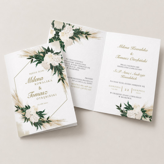 Zaproszenie ślubne składane Greenery Boho