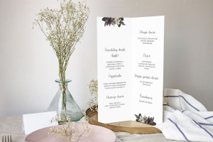 Menu weselne składane wolnostojące Tropikalne Kwiaty