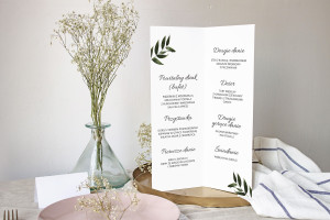 Menu weselne składane wolnostojące Ruscus
